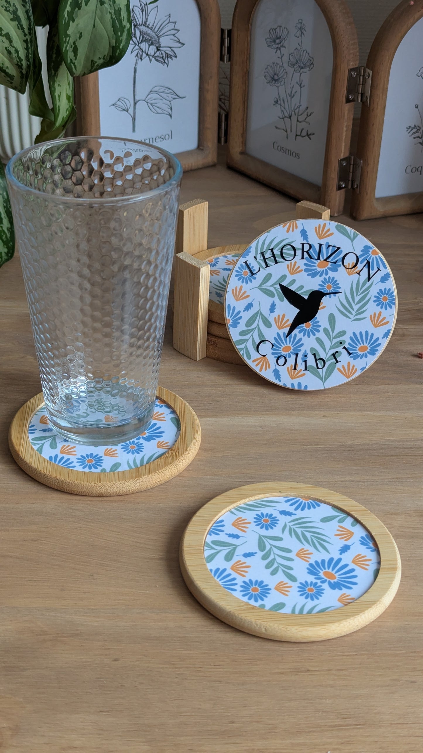 Dessous de verre - Motif à fleurs